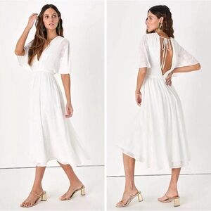 Lulu's White Open-Back Midi Maxi Dress
